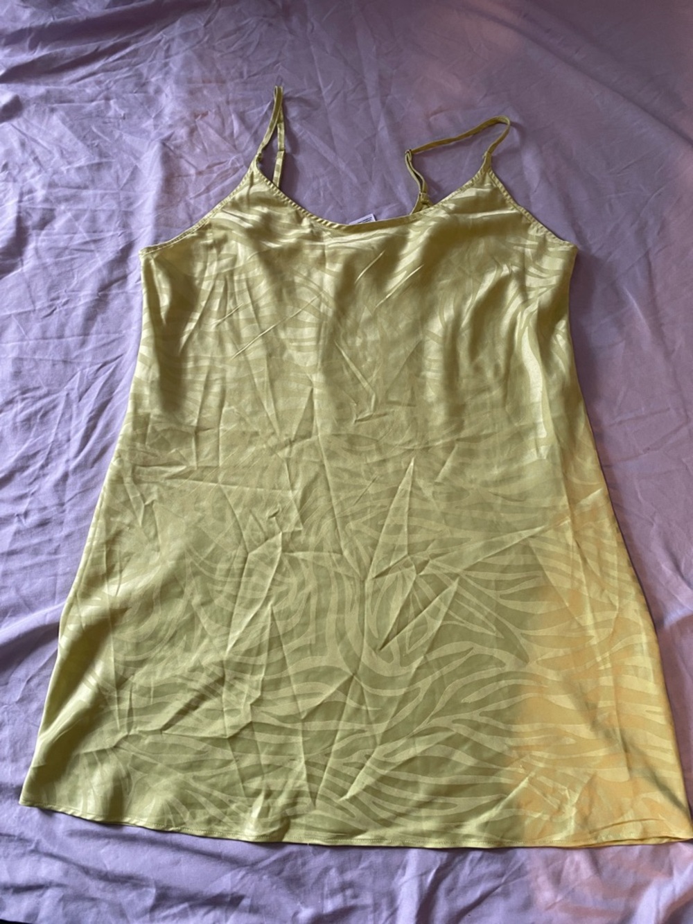 Satin Slip Chemise in Light Olive Green